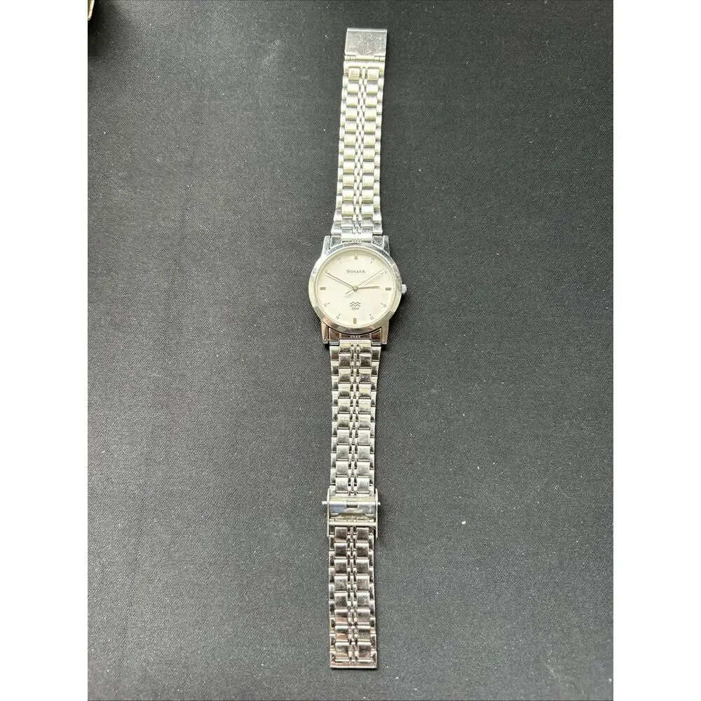 Sonata Silver Tone Case And Band White Dial Women’s Quartz Watch